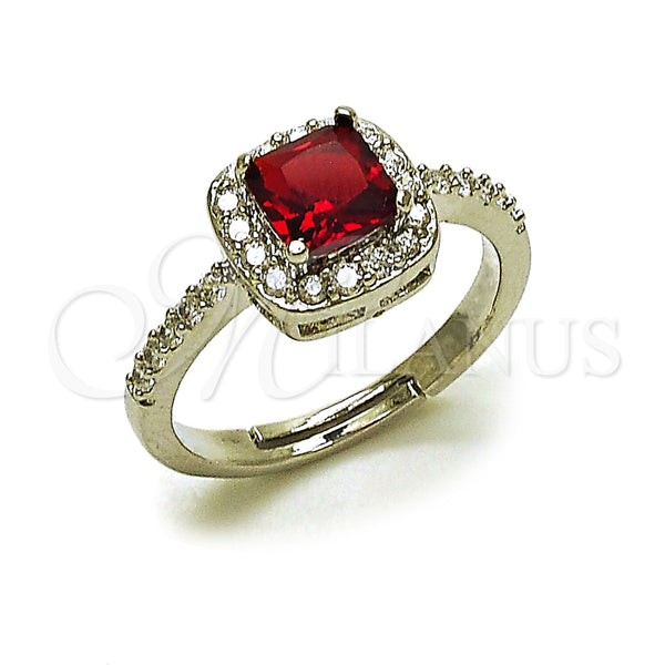 Anillo de Boda 01.283.0054.8 Rodio Laminado, Diseño de Cluster, con Zirconia Cubica Granate y Blanca, Pulido, Rodinado (Talla Unica)