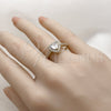Anillo de Boda 01.283.0055.3 Oro Laminado, Diseño de Corazón y Cluster, con Zirconia Cubica Granate y Blanca, Pulido, Tono Dorado (Talla Unica)