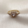 Anillo de Boda 01.283.0055.3 Oro Laminado, Diseño de Corazón y Cluster, con Zirconia Cubica Granate y Blanca, Pulido, Tono Dorado (Talla Unica)