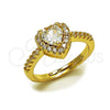 Anillo de Boda 01.283.0055.3 Oro Laminado, Diseño de Corazón y Cluster, con Zirconia Cubica Granate y Blanca, Pulido, Tono Dorado (Talla Unica)