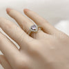 Anillo de Boda 01.283.0055.4 Oro Laminado, Diseño de Corazón y Cluster, con Zirconia Cubica Blanca y Goldstone Venturina Amatista, Pulido, Tono Dorado (Talla Unica)