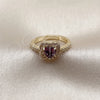 Anillo de Boda 01.283.0055.4 Oro Laminado, Diseño de Corazón y Cluster, con Zirconia Cubica Blanca y Goldstone Venturina Amatista, Pulido, Tono Dorado (Talla Unica)