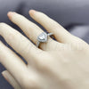 Anillo de Boda 01.283.0055.5 Rodio Laminado, Diseño de Corazón y Cluster, con Zirconia Cubica Blanca, Pulido, Rodinado (Talla Unica)