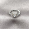 Anillo de Boda 01.283.0055.5 Rodio Laminado, Diseño de Corazón y Cluster, con Zirconia Cubica Blanca, Pulido, Rodinado (Talla Unica)
