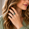 Anillo de Boda 01.283.0055.6 Rodio Laminado, Diseño de Corazón y Cluster, con Zirconia Cubica Verde y Blanca, Pulido, Rodinado (Talla Unica)