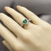 Anillo de Boda 01.283.0055.6 Rodio Laminado, Diseño de Corazón y Cluster, con Zirconia Cubica Verde y Blanca, Pulido, Rodinado (Talla Unica)