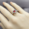 Anillo de Boda 01.283.0055.7 Rodio Laminado, Diseño de Corazón y Cluster, con Zirconia Cubica Granate y Blanca, Pulido, Rodinado (Talla Unica)