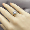 Anillo de Boda 01.283.0055.8 Rodio Laminado, Diseño de Corazón y Cluster, con Zirconia Cubica Amatista y Blanca, Pulido, Rodinado (Talla Unica)