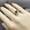 Anillo de Boda 01.283.0055.9 Rodio Laminado, Diseño de Corazón y Cluster, con Zirconia Cubica Negro y Blanca, Pulido, Rodinado (Talla Unica)