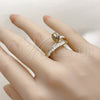 Anillo Multi Piedra 01.283.0076 Oro Laminado, Diseño de Clavo y Baguette, con Zirconia Cubica Blanca y Micro Pave Blanca, Pulido, Tono Dorado (Talla Unica)