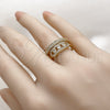 Anillo Multi Piedra 01.283.0077 Oro Laminado, Diseño de Paperclip, con Zirconia Cubica Blanca y Micro Pave Blanca, Pulido, Tono Dorado (Talla Unica)