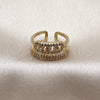 Anillo Multi Piedra 01.283.0077 Oro Laminado, Diseño de Paperclip, con Zirconia Cubica Blanca y Micro Pave Blanca, Pulido, Tono Dorado (Talla Unica)