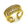 Anillo Multi Piedra 01.283.0077 Oro Laminado, Diseño de Paperclip, con Zirconia Cubica Blanca y Micro Pave Blanca, Pulido, Tono Dorado (Talla Unica)