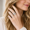 Anillo Multi Piedra 01.283.0078.1 Rodio Laminado, Diseño de Hebilla del Cinturón y Baguette, con Zirconia Cubica Blanca y Micro Pave Blanca, Pulido, Rodinado (Talla Unica)