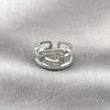 Anillo Multi Piedra 01.283.0078.1 Rodio Laminado, Diseño de Hebilla del Cinturón y Baguette, con Zirconia Cubica Blanca y Micro Pave Blanca, Pulido, Rodinado (Talla Unica)