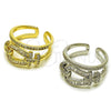 Anillo Multi Piedra 01.283.0078.1 Rodio Laminado, Diseño de Hebilla del Cinturón y Baguette, con Zirconia Cubica Blanca y Micro Pave Blanca, Pulido, Rodinado (Talla Unica)