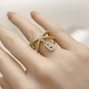 Anillo Multi Piedra 01.283.0079 Oro Laminado, Diseño de Puff Mariner, con Micro Pave Blanca, Pulido, Tono Dorado (Talla Unica)