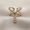 Anillo Multi Piedra 01.283.0079 Oro Laminado, Diseño de Puff Mariner, con Micro Pave Blanca, Pulido, Tono Dorado (Talla Unica)