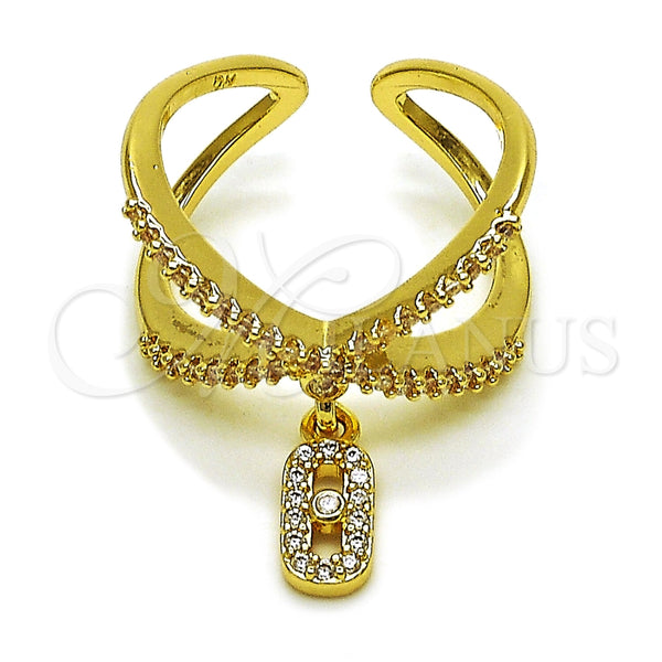 Anillo Multi Piedra 01.283.0079 Oro Laminado, Diseño de Puff Mariner, con Micro Pave Blanca, Pulido, Tono Dorado (Talla Unica)