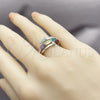 Anillo Multi Piedra 01.424.0022.1 Rodio Laminado, Diseño de Clavo y Baguette, con Zirconia Cubica Multicolor y Micro Pave Blanca, Pulido, Rodinado (Talla Unica)