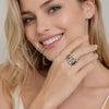 Anillo Multi Piedra 01.424.0023.1 Rodio Laminado, Diseño de Flecha, con Zirconia Cubica Multicolor y Blanca, Pulido, Rodinado (Talla Unica)