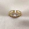 Anillo Multi Piedra 01.424.0024 Oro Laminado, Diseño de Paperclip, con Zirconia Cubica Blanca y Micro Pave Blanca, Pulido, Tono Dorado (Talla Unica)