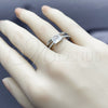 Anillo Multi Piedra 01.424.0024.1 Rodio Laminado, Diseño de Paperclip, con Zirconia Cubica Blanca y Micro Pave Blanca, Pulido, Rodinado (Talla Unica)