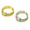 Anillo Multi Piedra 01.424.0024.1 Rodio Laminado, Diseño de Paperclip, con Zirconia Cubica Blanca y Micro Pave Blanca, Pulido, Rodinado (Talla Unica)