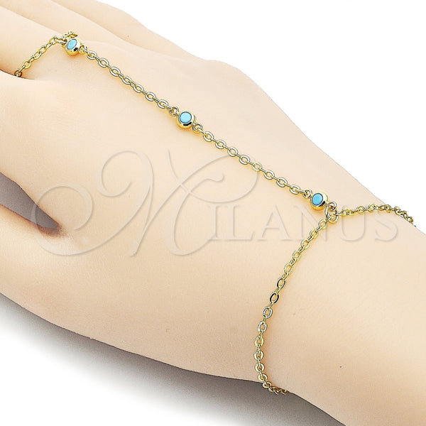 Pulsera Elegante 03.417.0013.07 Oro Laminado, Diseño de Rolo, con Zirconia Cubica Turquoise, Pulido, Tono Dorado (Grosor 02 MM, 7 Pulgadas de Largo)