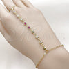 Pulsera Elegante 03.417.0014.07 Oro Laminado, Diseño de Rolo, con Zirconia Cubica Multicolor, Pulido, Tono Dorado (Grosor 01.8 MM, 7 Pulgadas de Largo)