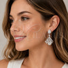 Arete Largo 02.436.0062 Rodio Laminado, Diseño de Bola y Baguette, con Zirconia Cubica Blanca y Perla Marfil, Pulido, Rodinado