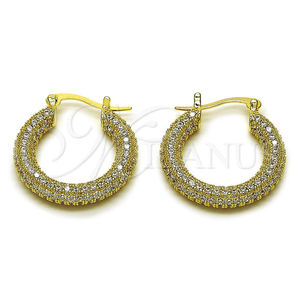 Argolla Mediana 02.436.0063.1.25 Oro Laminado, con Zirconia Cubica Blanca, Pulido, Tono Dorado