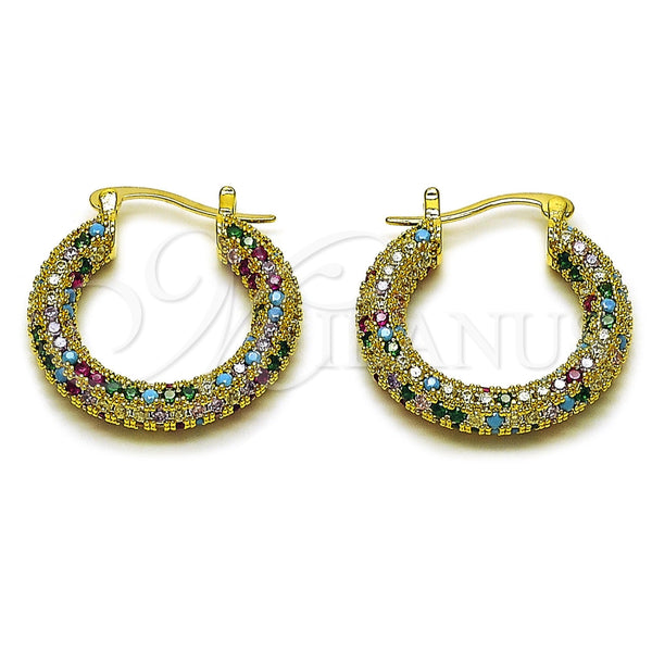 Argolla Mediana 02.436.0063.3.25 Oro Laminado, con Zirconia Cubica Multicolor, Pulido, Tono Dorado