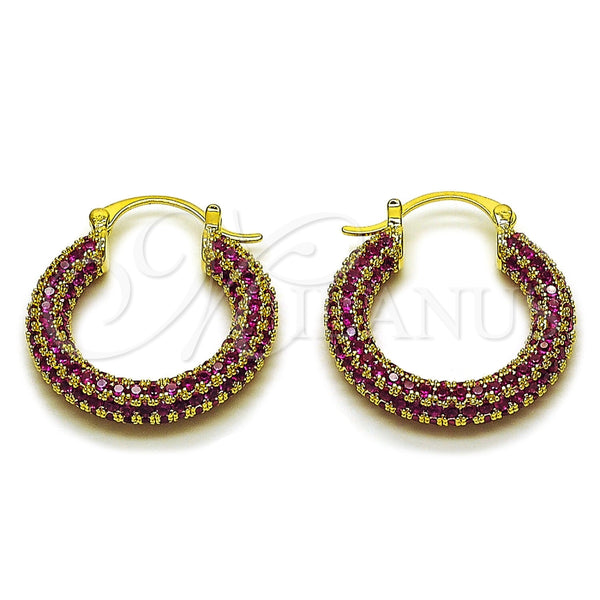 Argolla Mediana 02.436.0063.4.25 Oro Laminado, con Zirconia Cubica Rubi, Pulido, Tono Dorado