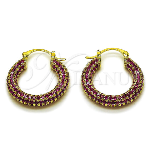 Argolla Mediana 02.436.0063.4.25 Oro Laminado, con Zirconia Cubica Rubi, Pulido, Tono Dorado