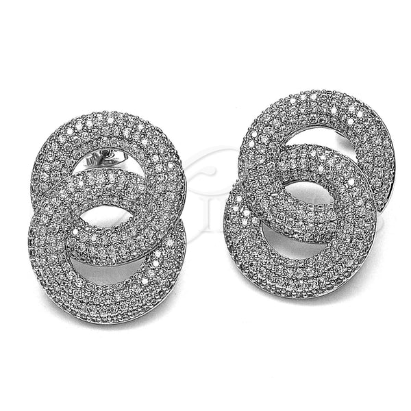 Arete Dormilona 02.436.0065 Rodio Laminado, con Zirconia Cubica Blanca, Pulido, Rodinado