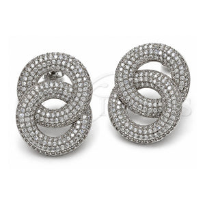 Arete Dormilona 02.436.0065 Oro Laminado Blanco, con Zirconia Cubica Blanca, Pulido, Rodinado