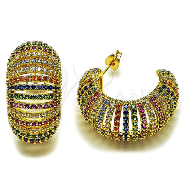 Argolla Mediana 02.436.0069.25 Oro Laminado, con Zirconia Cubica Multicolor, Pulido, Tono Dorado