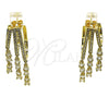Arete Largo 02.436.0071 Oro Laminado, Diseño de Gota, con Zirconia Cubica Blanca, Pulido, Tono Dorado