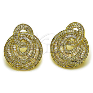 Arete Dormilona 02.436.0073 Oro Laminado, Diseño de Baguette, con Zirconia Cubica Blanca, Pulido, Tono Dorado
