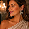 Arete Dormilona 02.436.0074 Oro Laminado, Diseño de Flor, con Zirconia Cubica Blanca y Micro Pave Blanca, Pulido, Tono Dorado
