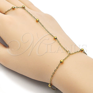 Pulsera Elegante 03.437.0003.08 Acero Inoxidable, Diseño de Bola y Rolo, Pulido, Tono Dorado (Grosor 03.6 MM, 8 Pulgadas de Largo)
