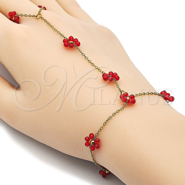 Pulsera Elegante 03.437.0004.1.07 Acero Inoxidable, Diseño de Flor y Bola, con Cristal Siam, Pulido, Tono Dorado (Grosor 09.3 MM, 7 Pulgadas de Largo)