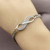 Pulsera Elegante 03.283.0191.1.07 Rodio Laminado, Diseño de Infinito y Miami Cubana, con Zirconia Cubica Blanca, Pulido, Rodinado (Grosor 05 MM, 8 Pulgadas de Largo)