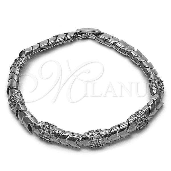 Pulsera Tennis 03.130.0047.07 Rodio Laminado, con Micro Pave Blanca, Pulido, Rodinado (Grosor 06.9 MM, 7 Pulgadas de Largo)