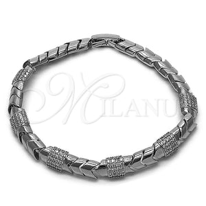 Pulsera Tennis 03.130.0047.07 Rodio Laminado, con Micro Pave Blanca, Pulido, Rodinado (Grosor 06.9 MM, 7 Pulgadas de Largo)