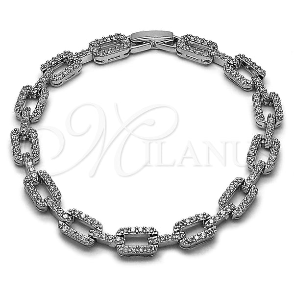 Pulsera Tennis 03.130.0048.07 Rodio Laminado, con Zirconia Cubica Blanca, Pulido, Rodinado (Grosor 06.4 MM, 7 Pulgadas de Largo)