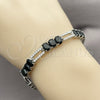 Pulsera Tennis 03.130.0049.07 Rodio Laminado, con Zirconia Cubica Negro y Blanca, Pulido, Rodinado (Grosor 07.1 MM, 7 Pulgadas de Largo)