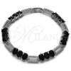 Pulsera Tennis 03.130.0049.07 Rodio Laminado, con Zirconia Cubica Negro y Blanca, Pulido, Rodinado (Grosor 07.1 MM, 7 Pulgadas de Largo)