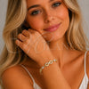 Pulsera Tennis 03.130.0050.07 Oro Laminado, Diseño de Infinito, con Zirconia Cubica Blanca, Pulido, Tono Dorado (Grosor 06.2 MM, 8 Pulgadas de Largo)